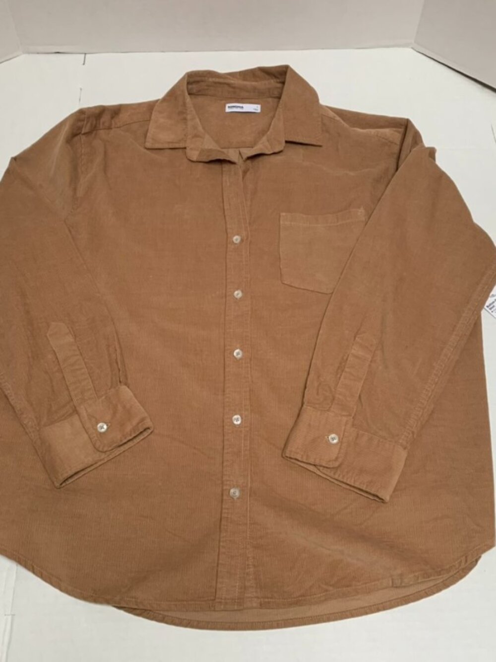 NWT Sonoma Womens Size Large Corduroy Button Down Shirt Top BLouse Brown
